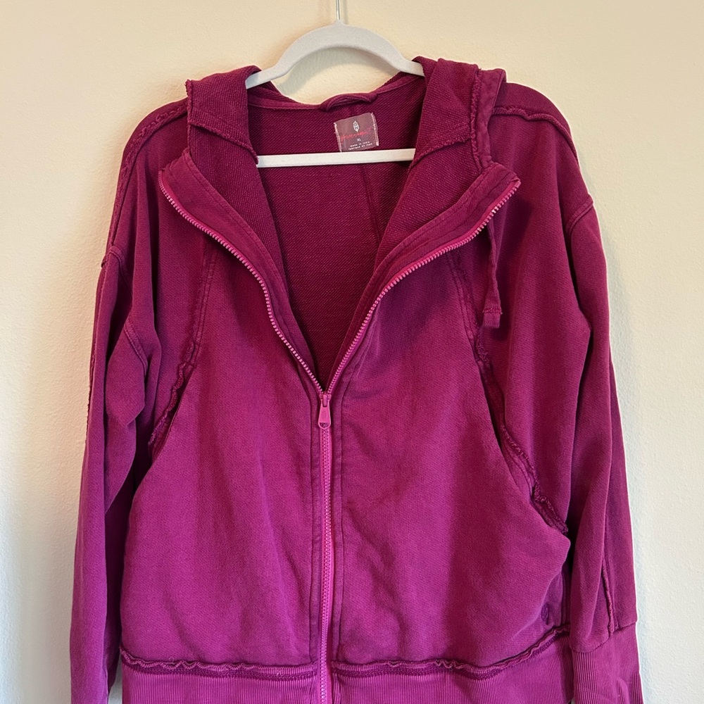 Free People Magenta Zip Hoodie XL